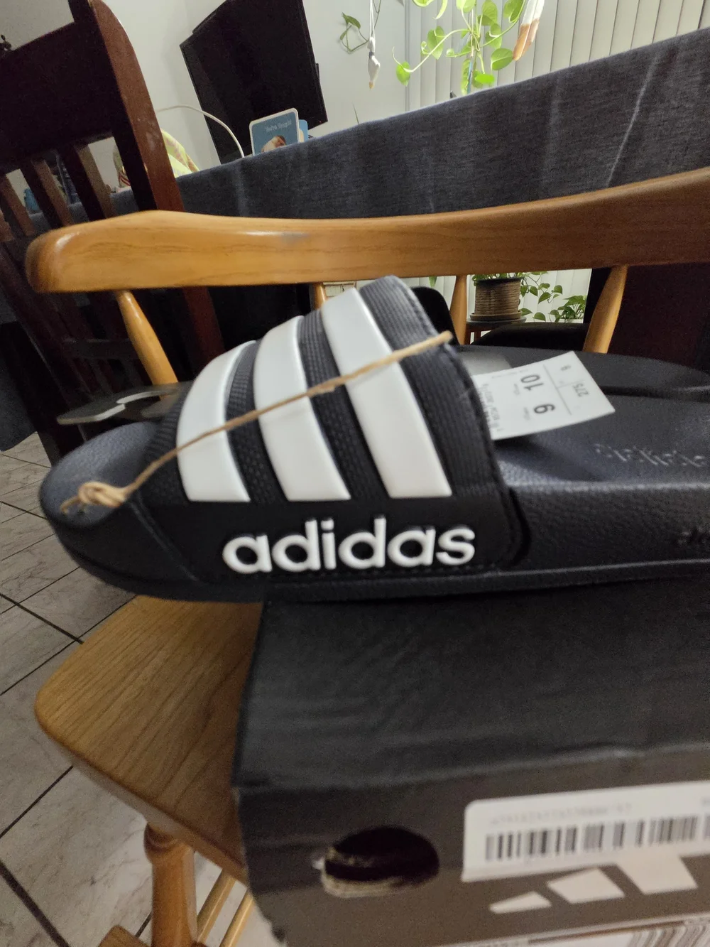 Brand New Adidas Black/White Adilette Slide Sandals Men 8 Women 10